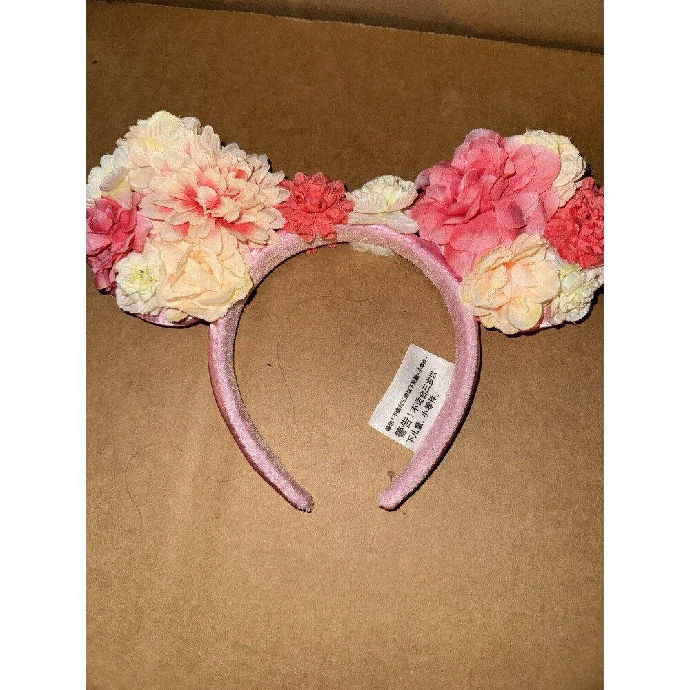 Disney Parks Exclusive Minnie Mouse Ears Headband Pink Floral Flower And Garden